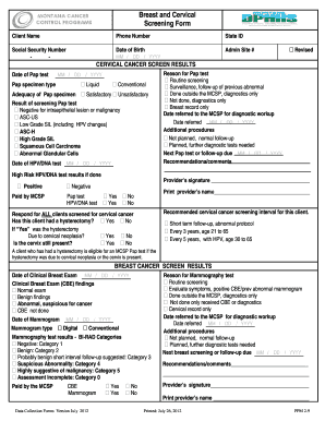 Breast and Cervical Cancer Screening Form