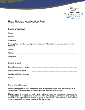 Rate Rebate Application Form