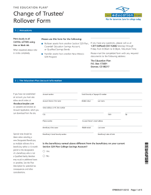 The Education Plan Rollover Form