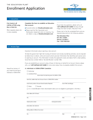 Education Plan Enrollment Application