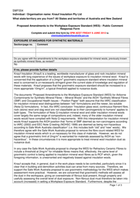Workplace Exposure Standard Comment Form