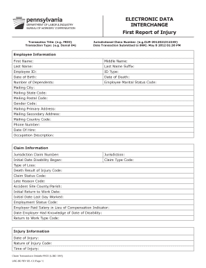 First Report of Injury Form
