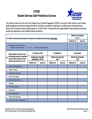 CCSSE Student Services Staff Predictions Exercise