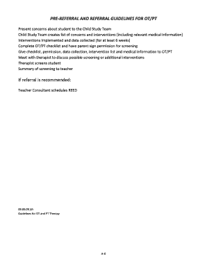 OT/PT Screening Checklist