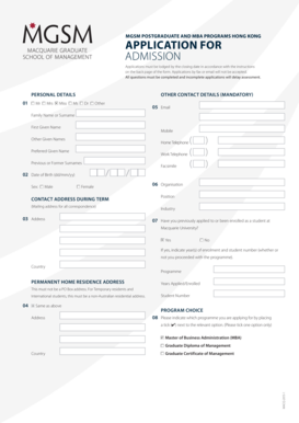 Macquarie University MBA Application Form