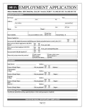 Office of Hawaiian Affairs Employment Application