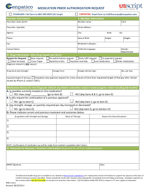 Medication Prior Authorization Request Form