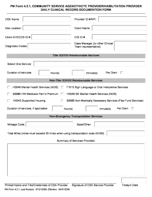 PM Form 4.2.1 Community Service Agency Clinical Record