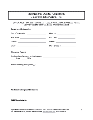Classroom Observation Tool for Instructional Quality Assessment