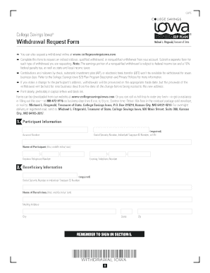 College Savings Iowa Withdrawal Request Form