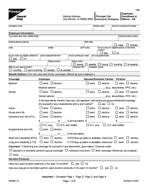 Principal Life Insurance Company Waiver - CA