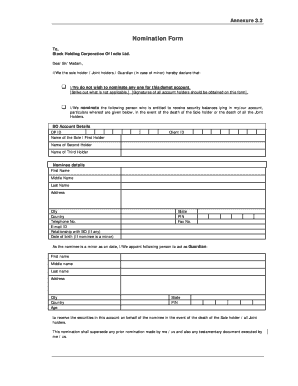 Nomination Form for Demat Account