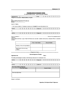 Transmission Request Form for Deceased Joint Holder