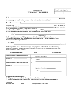 Stock Transfer Form