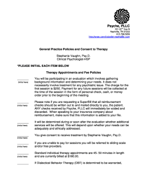General Practice Policies and Consent to Therapy