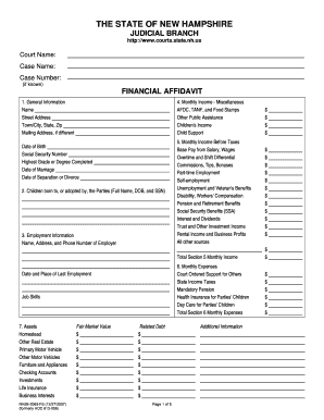 New Hampshire Financial Affidavit