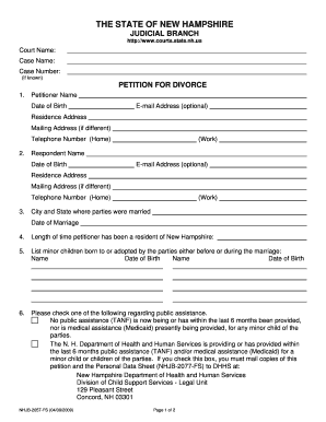 New Hampshire Petition for Divorce