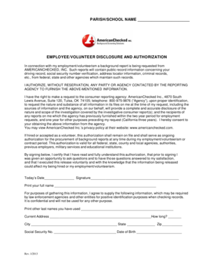 Employee Volunteer Disclosure Authorization