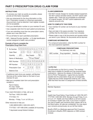 Part D Prescription Drug Claim Form