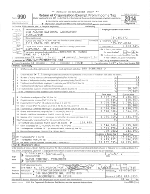 Form 990 2014 Los Alamos National Laboratory Foundation
