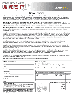 Bank Policy Templates