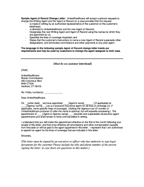 Agent of Record Change Letter