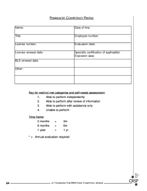 Pharmacist Competency Profile Form