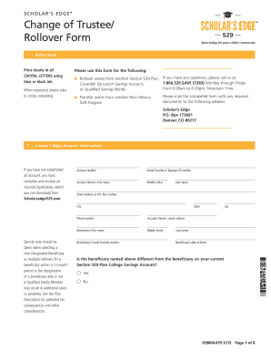 Scholar's Edge Change of Trustee Rollover Form