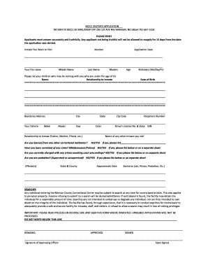 Morton County Correctional Center Visitor Application