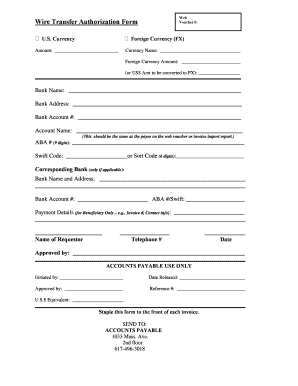 Wire Transfer Authorization Form