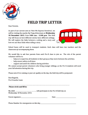 field trip parent letter template