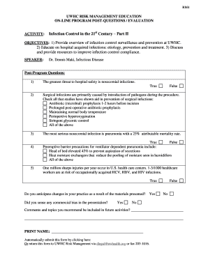 Infection Control Education Post-Program Evaluation