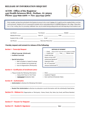 Release of Information Request Form