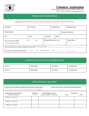 Volunteer Application Form