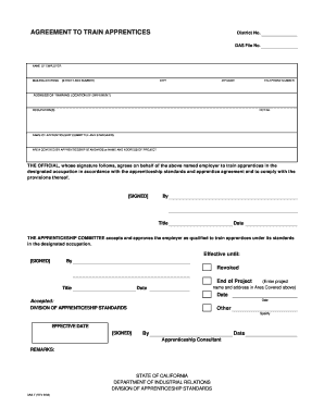 Apprenticeship Training Agreement