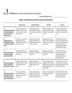 FfT Rubrics for Therapeutic Specialists