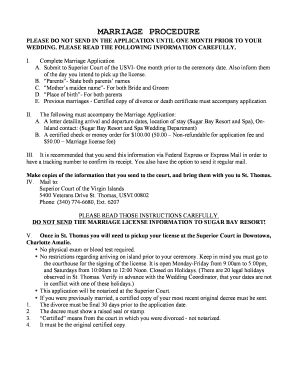 US Virgin Islands Marriage License Application