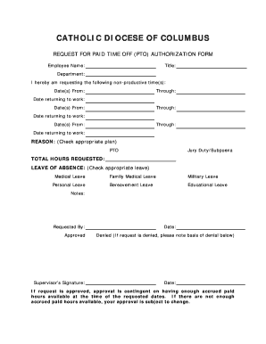 Request for Paid Time Off Authorization Form