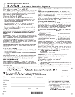 Illinois Automatic Extension Payment Form IL-505-B