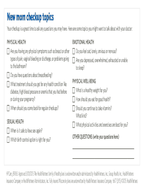 New Mom Checkup Form