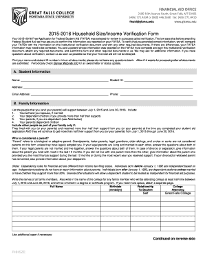 2015-2016 Household Size/Income Verification Form