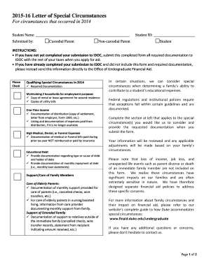 2015-16 Letter of Special Circumstances