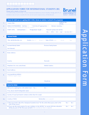 Brunel University International Student Application Form