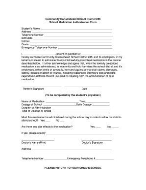 School Medication Authorization Form