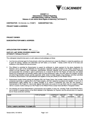 Subcontractor Affidavit for Payment Release