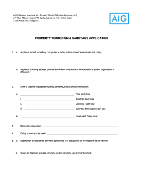 Property Terrorism & Sabotage Application