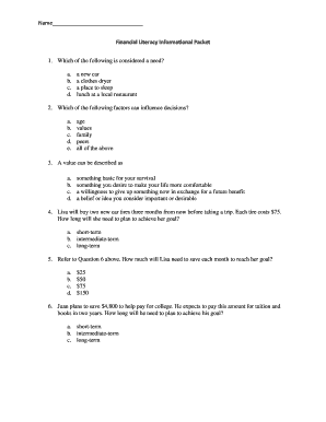Financial Literacy Quiz