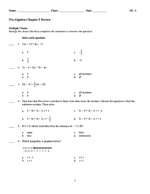 Pre-Algebra Chapter 5 Review Test