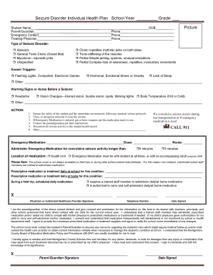 Seizure Disorder Individual Health Plan