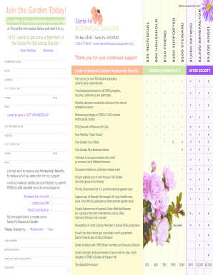 Santa Fe Botanical Garden Membership Application